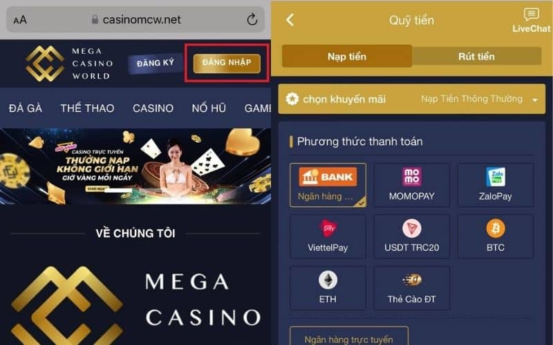 Đăng nhập và nạp tiền trước khi chơi xổ số Đăng nhập và nạp tiền trước khi chơi xổ số
