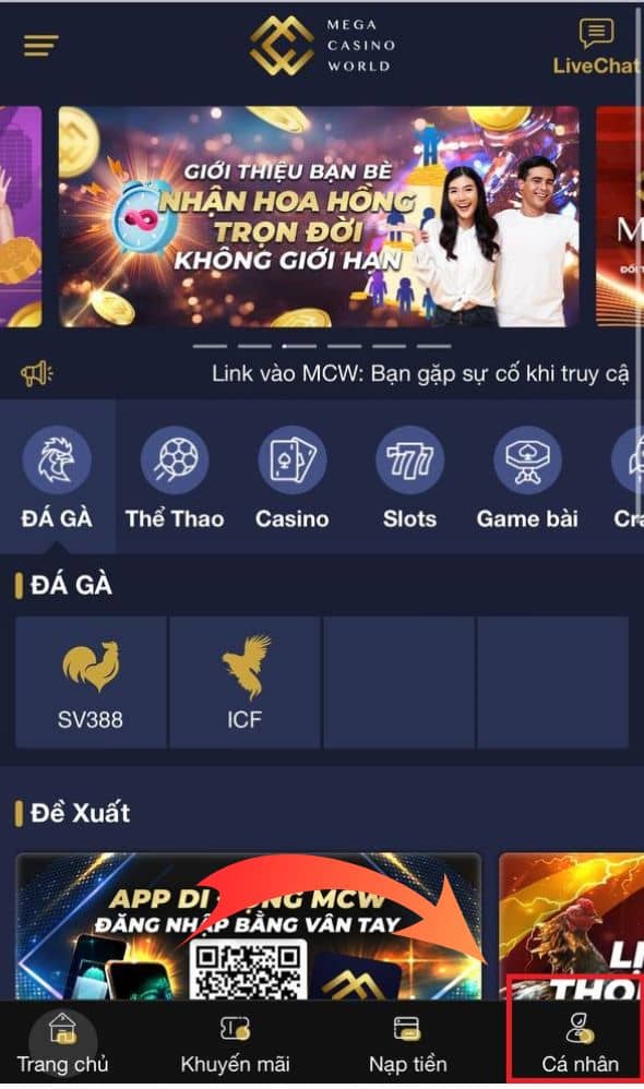Truy cập vào trang chủ và chọn cá nhân Truy cập vào trang chủ và chọn cá nhân