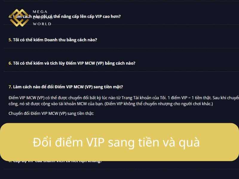 Điểm VIP có thể đổi sang tiền thật hoặc phần thưởng Điểm VIP có thể đổi sang tiền thật hoặc phần thưởng