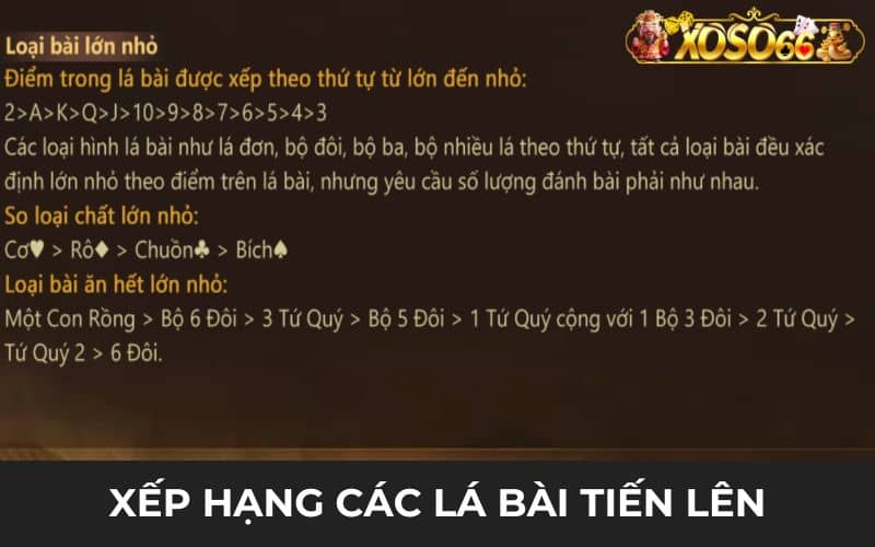 Xếp hạng các lá bài trong tiến lên online Xếp hạng các lá bài trong tiến lên online